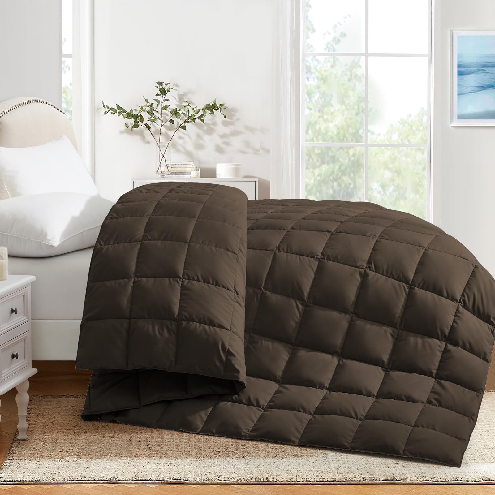Photo 1 of Peace nest Soft Lightweight Down Blanket for Bed Sofa Couch Indoor and Outdoor Use, Warm and Fluffy Throw Blanket, Brown, King Size (108"X88")