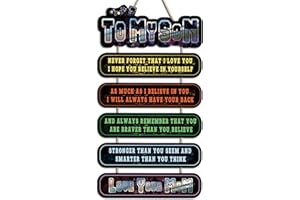 CHDITB To My Son Wood Plaque Hanging Sign, Rustic Game Theme Wall Decor, Inspirational Saying Wooden Sign For Game Room Playroom Decor, Colorful Retro Boy Room Gaming Decoration