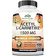 Acetyl L-Carnitine 1,500 mg High Potency Supports Natural Energy Production, Supports Memory/Focus - 100 Veggie Capsules