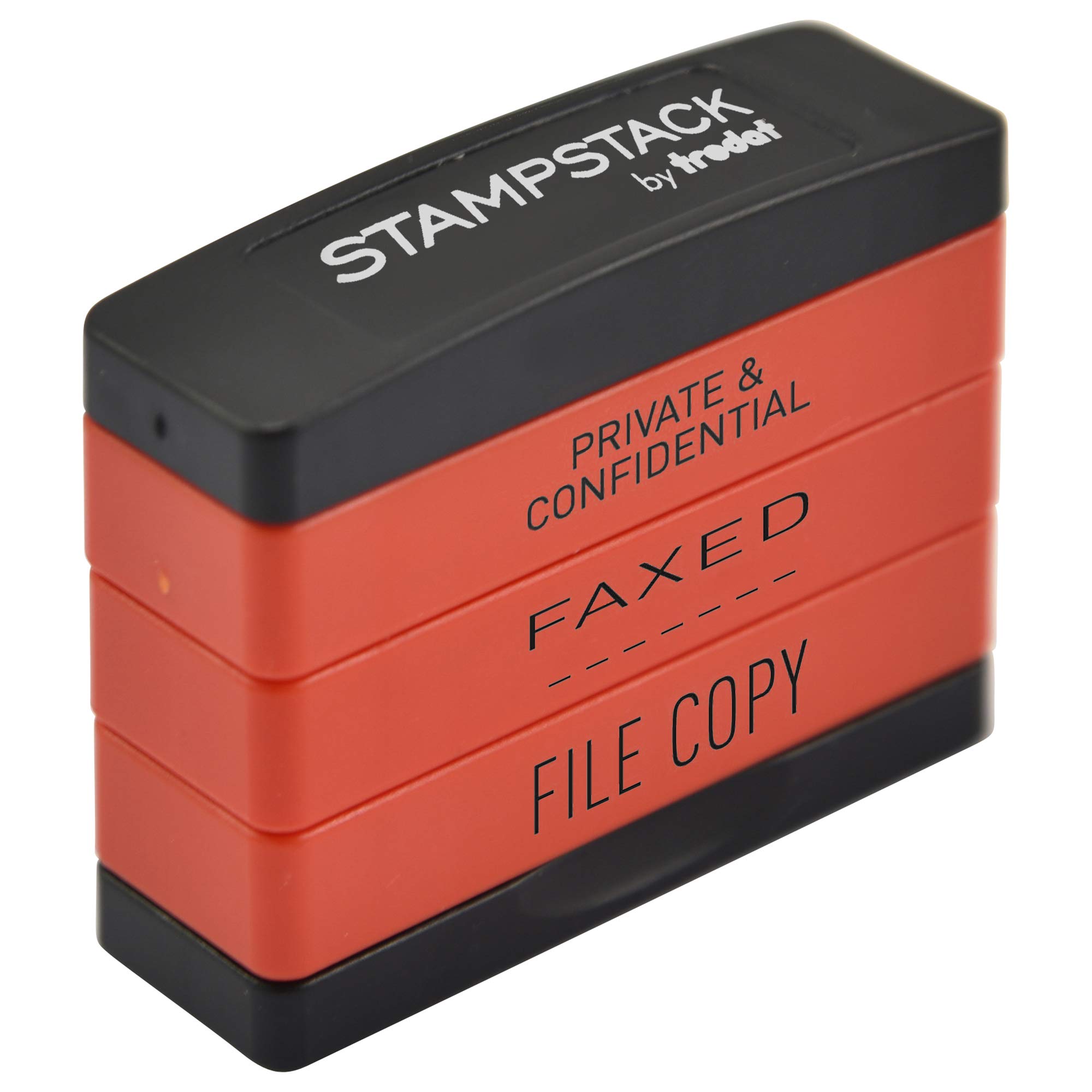 Trodat 3-in-1 Business Stamp Stack with texts PRIVATE & CONFIDENTIAL – FAXED – FILE COPY