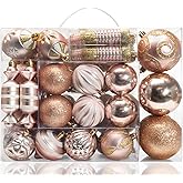 AMS 81ct Christmas Ball Ornaments Holiday Tree Decorations in a Reusable Hand-Help Gift Box for Xmas Tree Decor(Champagne)