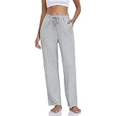 COLORFULLEAF Women's Bamboo Rayon Pajamas Pants Wide Leg Yoga Pants Casual Loose Cozy Sweatpants with Pockets