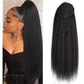 SAKALAKA Ponytail Extension Drawstring Human Hair Clip in Pony Tail Hair Extensions for Black Women Curly Wave Thick Natural 