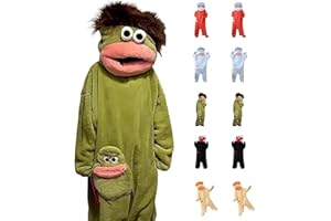 Silly Onesie Adult Pajamas, Big Mouth Monster Onesie, Funny Frog One Piece Sleepwear, Soft Plush Fleece Cute Loungewear