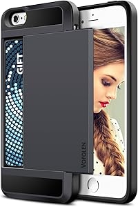 Vofolen Case for iPhone SE Case iPhone 5S Case Wallet Card Holder Slot Slidable Hidden Pocket Protective Shell TPU Hybrid Rubber Bumper Armor Anti-Scratch Hard Case Cover for iPhone SE 5 5S - Black