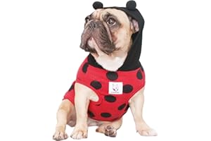 iChoue I am a French Bulldog Ladybug Ladybird Lady Beetle Halloween Costumes Hoodies Sleeveless Clothes Outfits Cosplay Shirts for Small Medium Dogs Frenchie Pug English Boston - Black and Red, Large