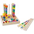 Melissa & Doug Bead Sequencing Set With 46 Wooden Beads and 5 Double-Sided Pattern Boards - Color Recognition Toys, Matching Shapes Stacker, Shape Sorter Toys For Kids Ages 4+
