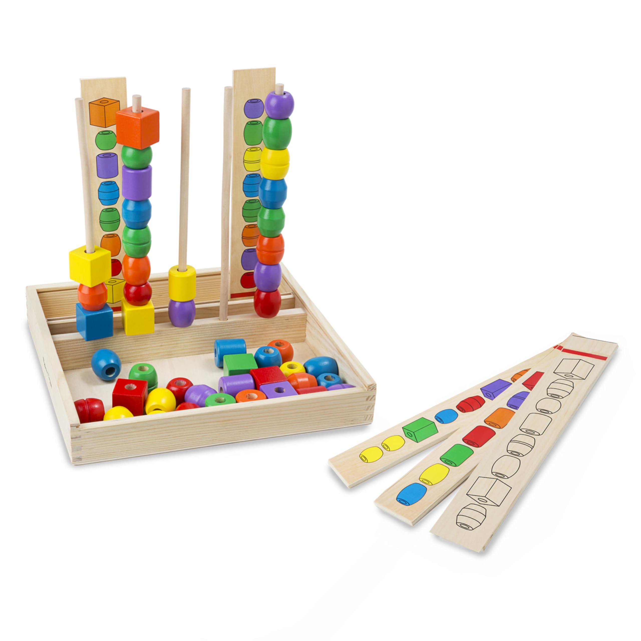 Melissa & Doug Bead Sequencing Set with 46 Wooden Beads and 5 Double-Sided Pattern Boards