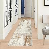 2x6 Runner Rug, famibay Modern Abstract Washable Rug Runners for Hallways Non Slip Faux Wool Carpet Runners for Kitchen Bathroom Bedroom(Beige/Camel)