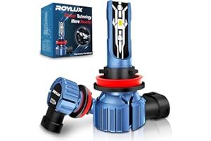ROYLUX H11 LED Bulb, 12000LM 350% Brighter Than Halogen, Plug and Play IP68 Waterproof H9 H8 H16 LED Kit, 6000K Cool White, Pack of 2