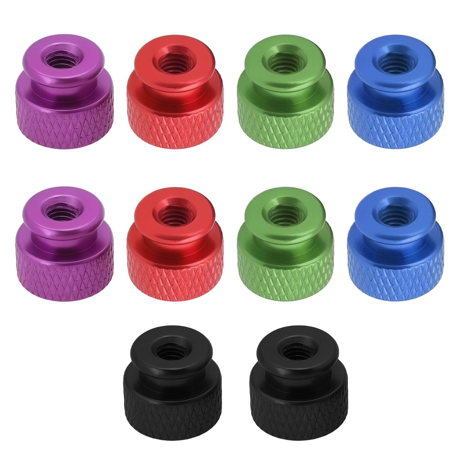 The Lord of the Tools 10PCS Knurled Thumb Nut M5x0.8mm Aluminum Alloy with Collar High Head Blind Hole Knurled Thumb Nuts 10x10x12.05mm for Computer Case