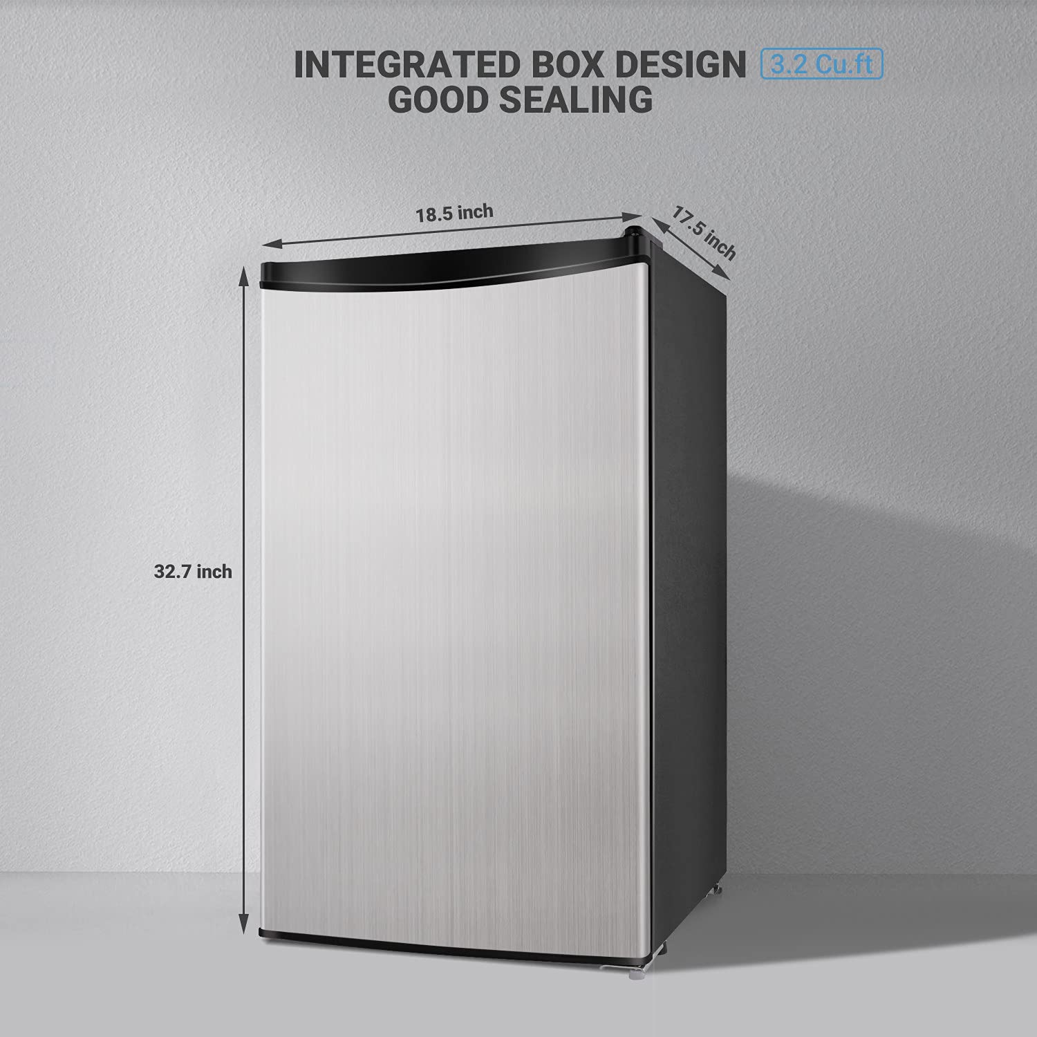 DSF Compact Refrigerator, 3.2 Cu.Ft Mini Fridge with Freezer, Single Door, Energy Saving, Low Noise, Low-frost Mini Fridge for Bedroom, Office, RV or Dorm with Crisper Drawer, Silver - MVSFR321