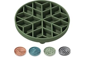 OHMO Slow Feeder Dog& Cat Bowl, Silicone Puppy Cat Food Bowl with Anti-Slip Suction Cup Slow Down Small Dogs Eating, Anti Choking (S-Diamond,Camo Green)