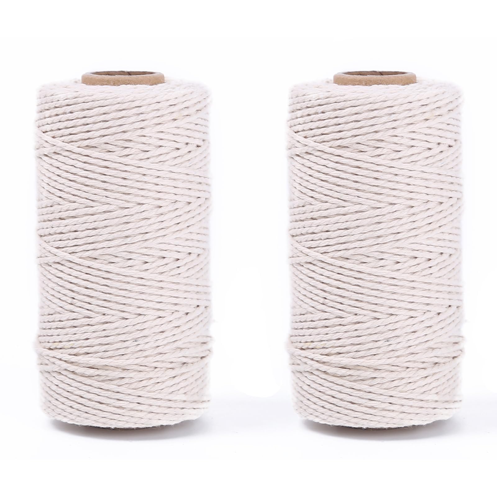White String, 2 Rolls String, Flexible and Hard String for Crafts, High Temperature Resistance Cotton String, Ball of String Used for Packaging, Cooking Meat, Baking, Gardening