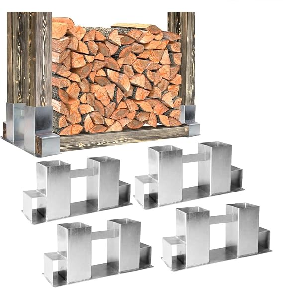 Lot De 4 Supports Réglables Pour Bûches De Cheminée - Acier 2 Mm, Noir, Personnalisable Avec 2x4