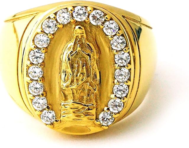 Amazon 指輪 メンズ ブランド Blackdia 18k Gp ゴールド Cz マリア メダイ リング 金 聖母 18号 リング 通販