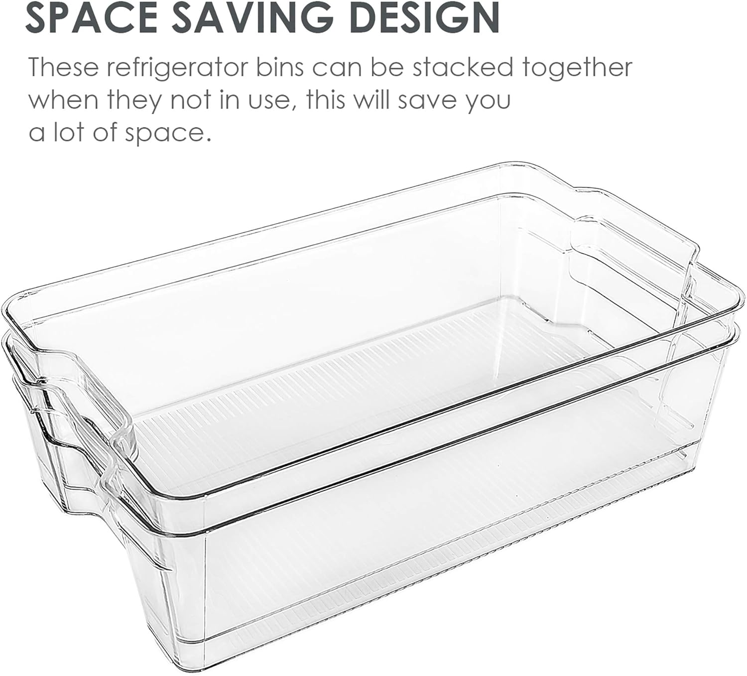 Refrigerator Organizer Bins, Vtopmart 4 Pack Large Clear Plastic Food Storage Bin with Handle for Freezer, Cabinet, Fridge, Kitchen Pantry Organization and Storage, BPA Free, 14.5" Long: Kitchen & Dining