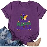 Mardi Gras Shirts for Women Carnival Tshirt New Orleans Party Shirt Mardi Gras Short Sleeve Tee Tops