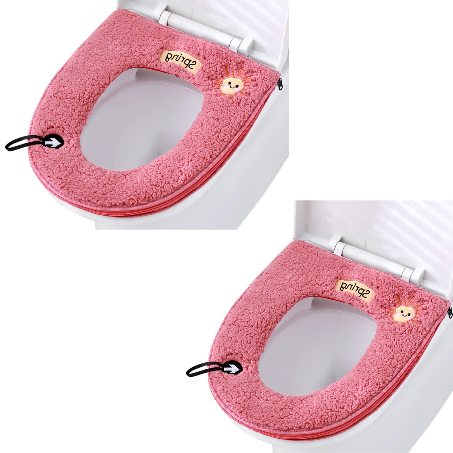 2Pcs Toilet Seats,Soft Home Toilet Seat Cushion with Hanging Loop Bathroom Soft and Warm Washable Toilet seat Cover Pads