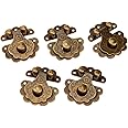 dophee 5Pcs Vintage Brass Decorative Latch Hasp with Screws, Antique Buckle for Jewelry Box Drawer Suitcase Cabinet Wooden Case - 1.57"x1.42"