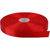 Hoisre 1/2 Inch x 50 Yards Polyester Ribbon - Red | Single-Faced Craft Ribbon for Bows, Gift Packaging, Scrapbooking
