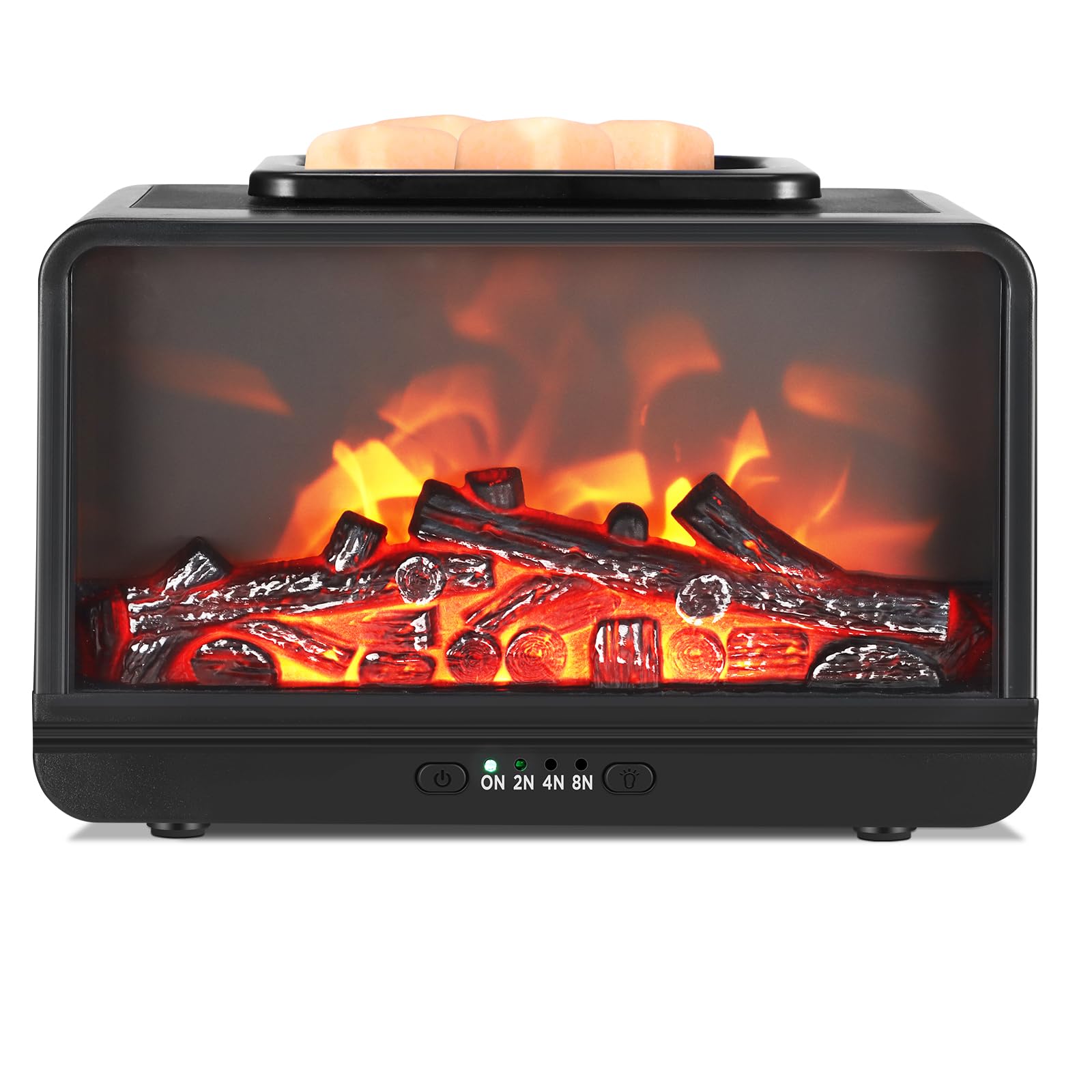 Wowlela Wax Melt Warmer Burner Electric Fireplace Wax Warmer Essential Oil Burner Scented Flame Light Fragrance Melter Warmer with 4 Timer & 3-Speed Dimming for Home Office Gifts Decoration