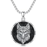Lattd Wolf Necklace for Men 925 Sterling Silver Norse Wolf Head Pendant Viking Jewelry Gift for Men Women