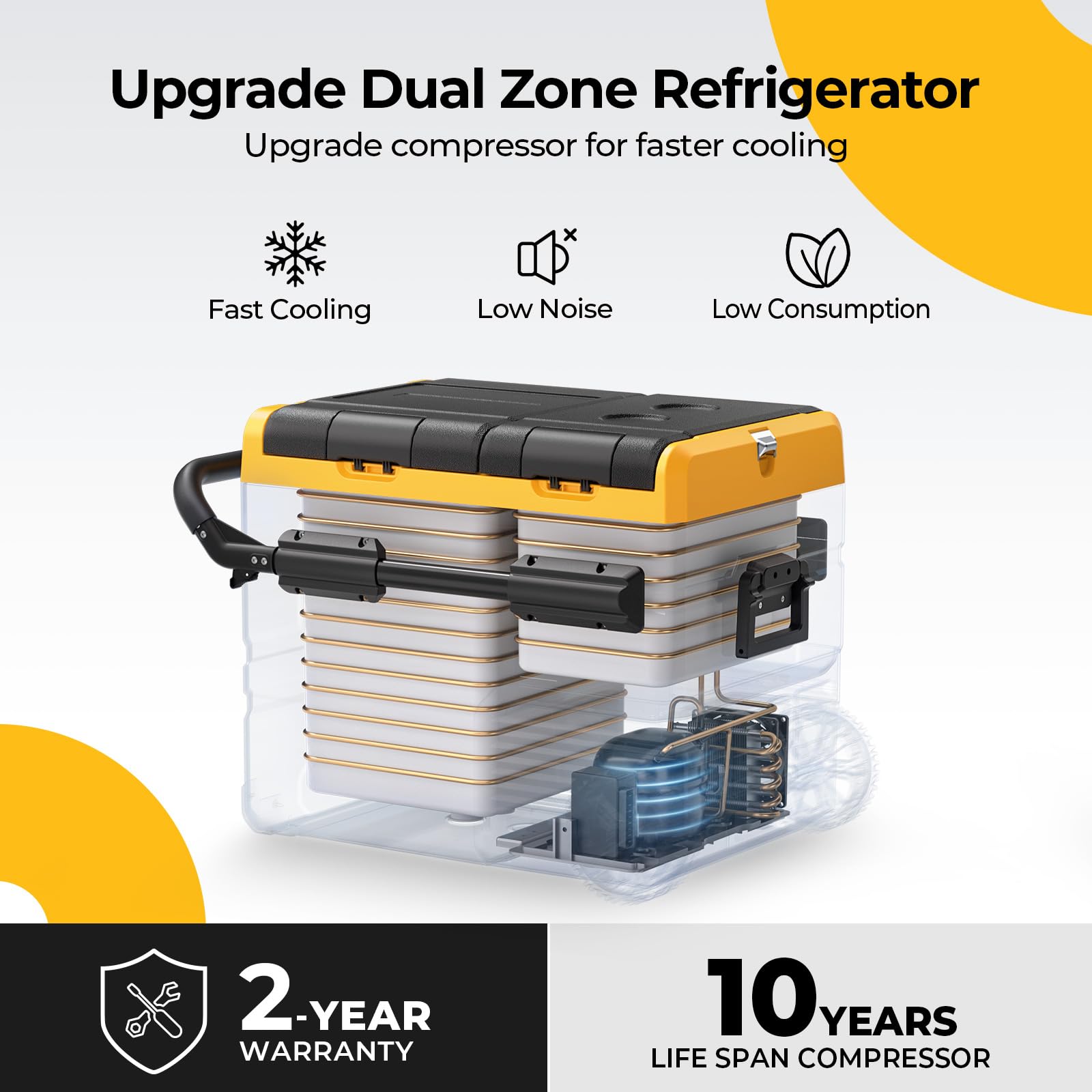 BougeRV 12 Volt Car Refrigerator Dual Zone, Electric Cooler Portable Freezer Fridge APP Control, CRD35 (35L) Compressor Freezer 12V/24VDC 110~240V AC, for Truck Van RV SUV Boat Travel Camping Road