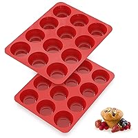 SILIVO Silicone Muffin Pans Nonstick 12 Cup, 2.5 inch Silicone Cupcake Pan - 2 Pack Silicone Molds for Homemade Muffins, Cupc