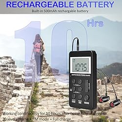 Portable AM/FM Pocket Radio with Digital Tuning LCD