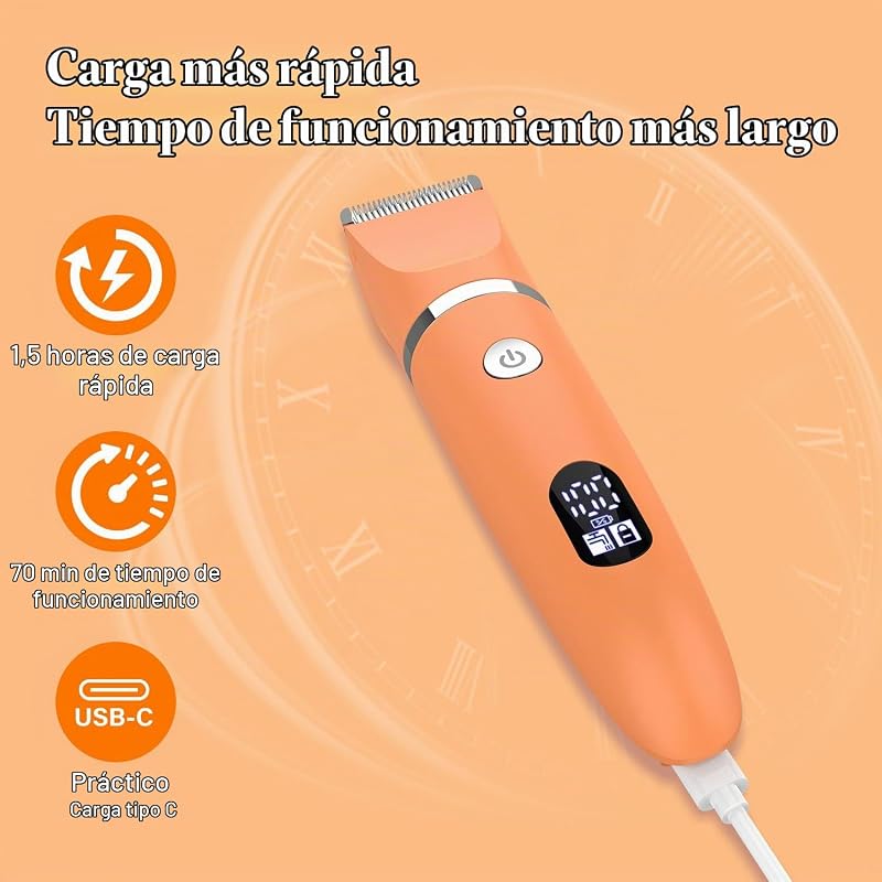 afeitadora eléctrica para mujer cortapelos corporal para mujer recortadora para zona bikini Afeitado de piernas impermeable pantalla LCD seco/mojado 3 in 1 Naranja