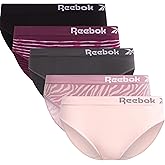 Reebok Womens Bikini Underwear - 5 Pack Soft Stretch Performance Tag Free Briefs Bikini Panties Seamless Underwear for Women