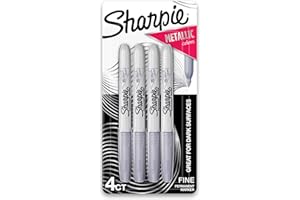 Sharpie 39109PP Metallic Permanent Markers, Fine Point, Silver, 4 Count