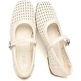 Yozuru Womens Woven Ballet Flats Mesh Mary Jane Shoes Dressy Squared Toe Comfortable Buckle Strap Casual Leather Flats for Women