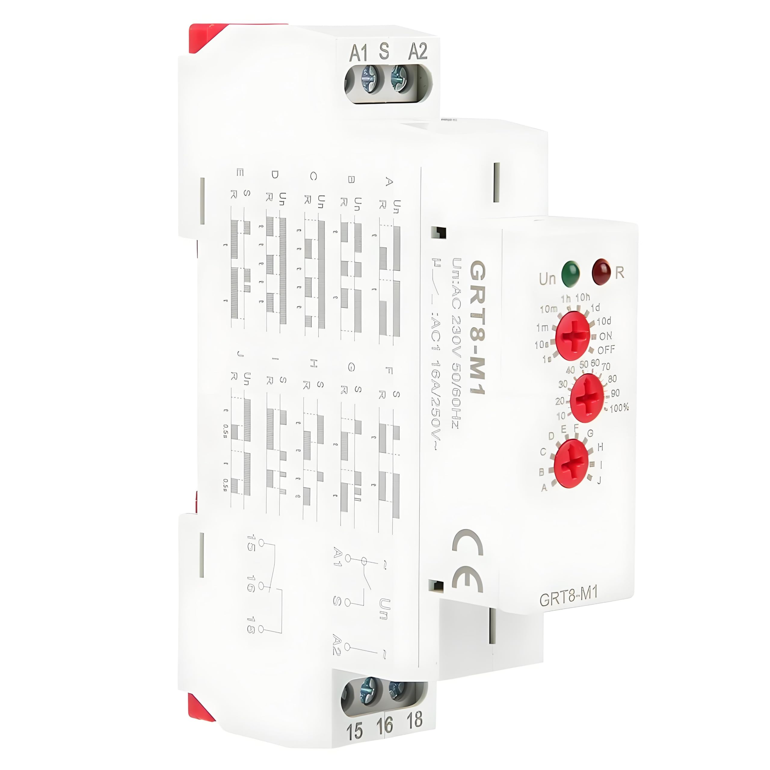 GRT8-M1 Delay Time Relay, Multifunctional Timer Relay, with 10 Functions, DIN Rail Mount AC 220V, for Industrial Equipment, Lighting Control, Heating Element Control