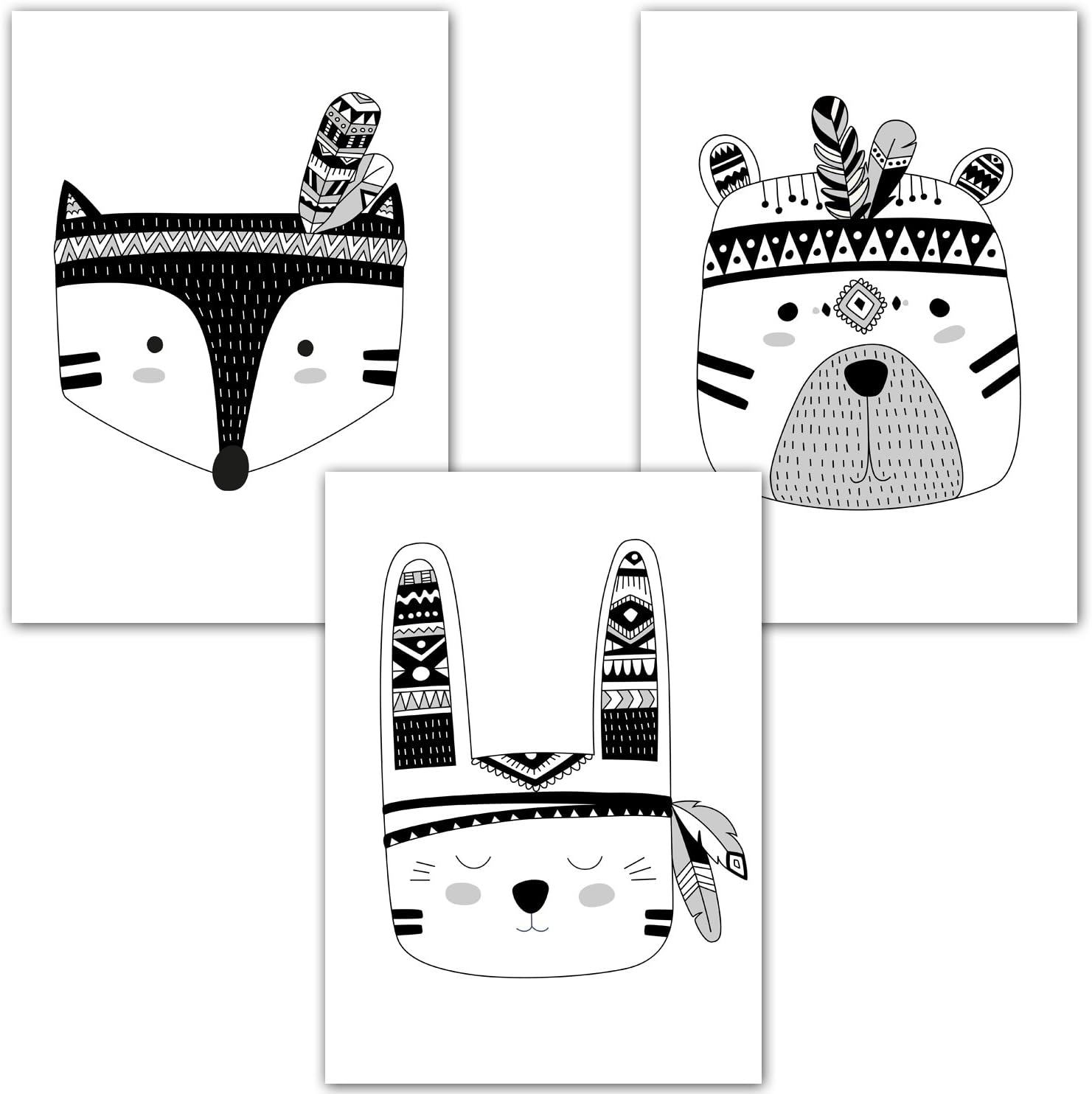 Frechdax Set of 3 A4 Posters for Babies’ or Children’s Bedrooms without Frame | Girl, Boy | Children’s Poster, Art Print, Scandinavian Style | Black/White or Coloured Set-23