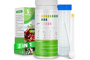 SOOENBEN 2-in-1 pH & Nitrogen Soil Test Kit, Home Soil Testing Kit for Lawns Gardening Grass Vegetables Nutrients, Soil pH Nitrogen Tester Strips Separately Sealed in Foils, Easy to Use, Rapid Results