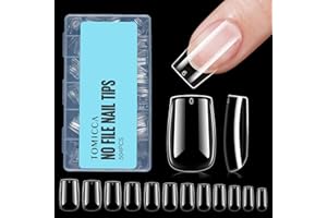 TOMICCA Short Square Nail Tips, 504Pcs Clear Press on Nails Square Full Cover nail tips Clear False Press on Nails, Soft Tips for Gel Nail Extension DIY Nail Salon 12 Sizes
