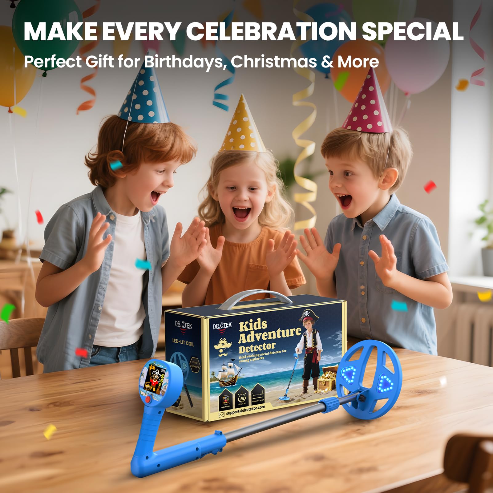 DR.ÖTEK Metal Detector for Kids – Innovative Color LCD Display, 6.7