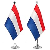 WXTWK 2 Pack Netherlands Flag Dutch Desk Flag Small