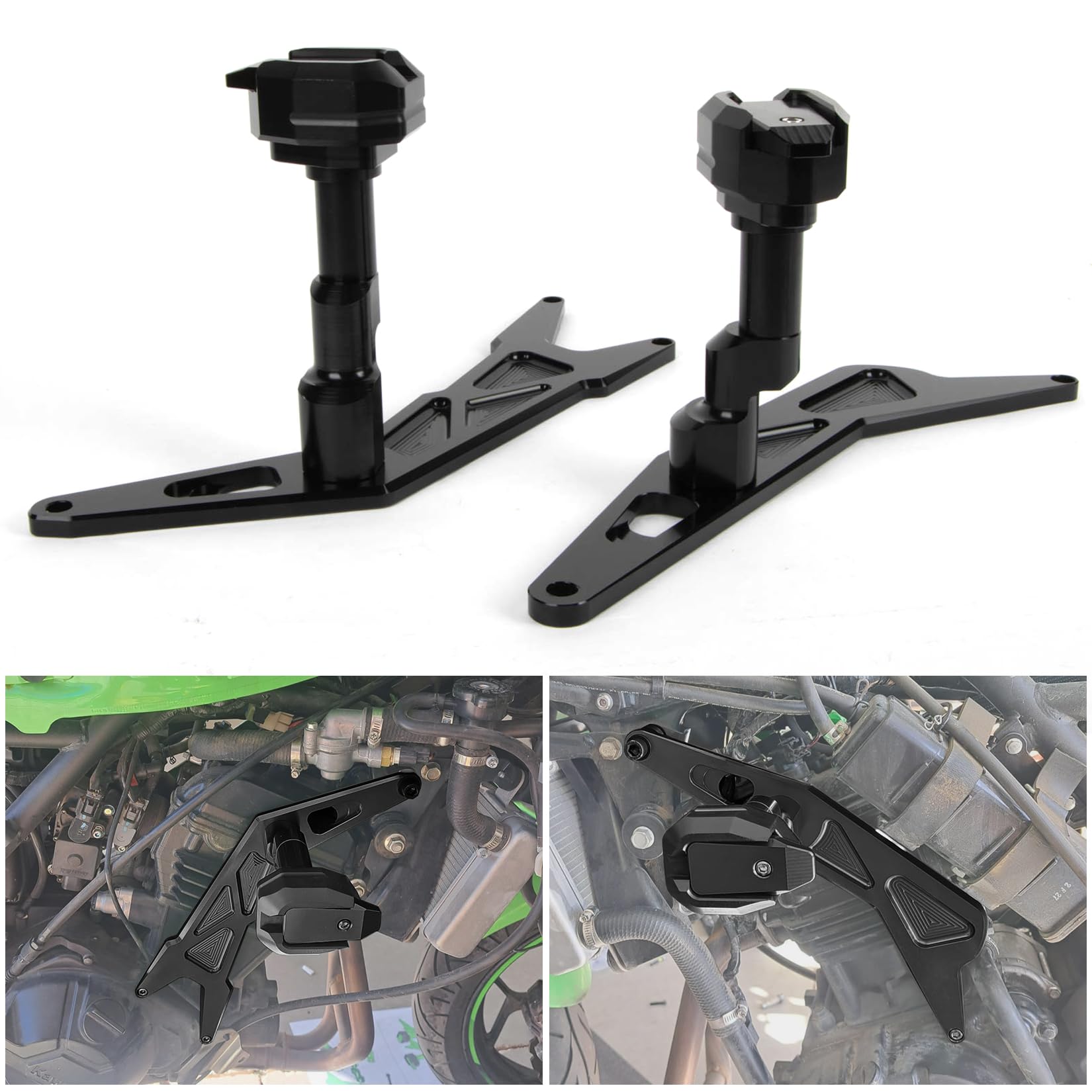 Photo 1 of PSLER Frame Sliders - CNC Aluminum Slider Engine Guard Bodywork Fairing Falling Protection Accessories for Ninja 300 250 2013-2018(Black)