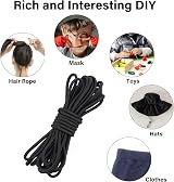 Fantasyon 3mm Black Elastic Cord 5m Bungee Rope Durable Multistrand Drawstring view 5