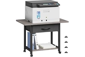YAOHUOO 2-Tier Printer Stand with Drawer,Gray