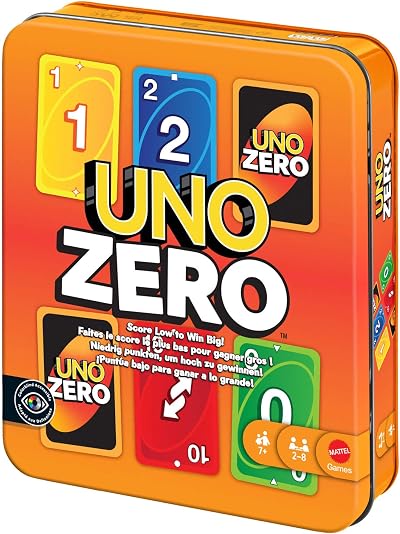 Mattel UNO Zero Card Game Tin 2-8 Players Ages 7+ Storage