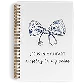 QLMX Christian Nurse Spiral Notebook, Nursing Medical Gift Journal Notebook for Christian Nurses, Stethoscope Medical Nursing Notebooks for School Work, Chinoiserie Nurse Office Supplies Gifts for Women, 5.5x8.3 Inch