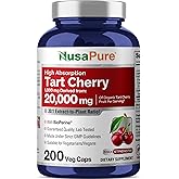 NusaPure Organic Tart Cherry 20:1 Extract, 1000 mg Equivalent to 20,000 mg 200 Veggie Caps (Vegan, Non-GMO) Bioperine