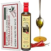Papa Vince Olive Oil Extra Virgin - First Cold Pressed, Polyphenol Rich Olive Oil (EVOO). Chili Pepper Agrumato, Unfiltered, Single Sourced, Glass Bottle, Family made, Sicily, Italy