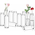Lyellfe Set of 12 Glass Bud Vase, Clear Vases for Flowers, Small Vintage Floral Vase in Bulk for Centerpieces, Office, Dinnin