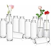 Lyellfe Set of 12 Glass Bud Vase, Clear Vases for Flowers, Small Vintage Floral Vase in Bulk for Centerpieces, Office, Dinnin