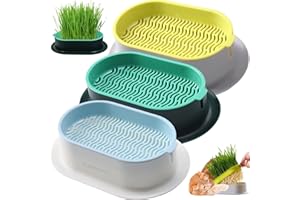 YUMINGUHC 3Pcs Cat Grass Planter for Indoor Hydroponic Wheatgrass Seed Sprout Tray Organic Cat Grass Growing Kit (No Seeds Included) Soilless Pot Planting Box (J)